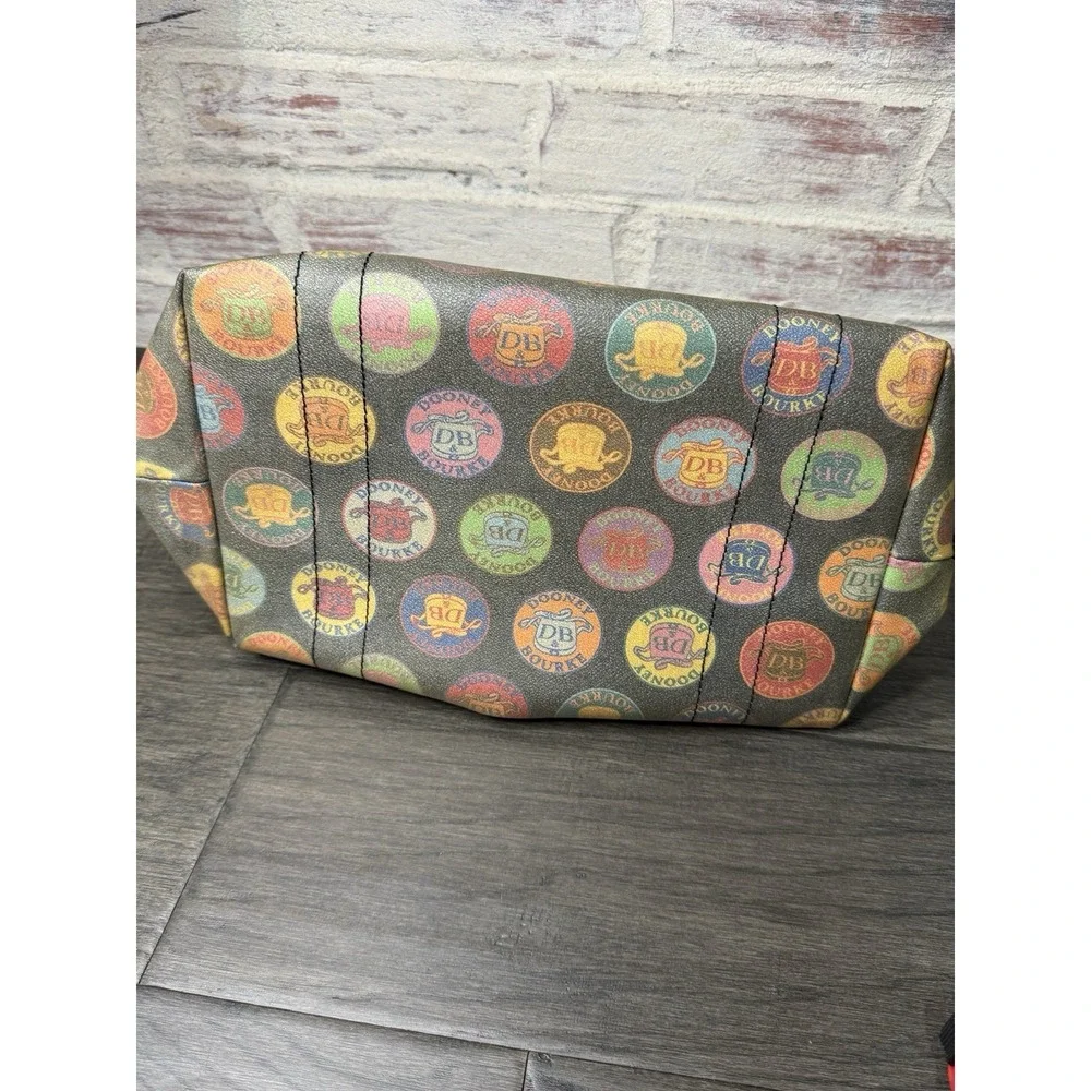 Dooney & Bourke Medallion Print Canvas Leather Large Satchel Purse Vintage AS IS